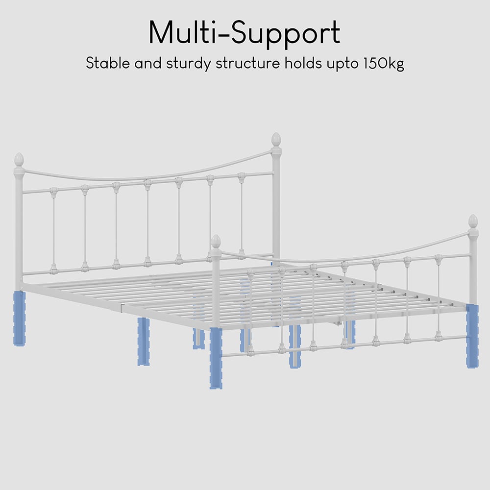 Vida Designs Paris King Size White Metal Bed Frame Image 5