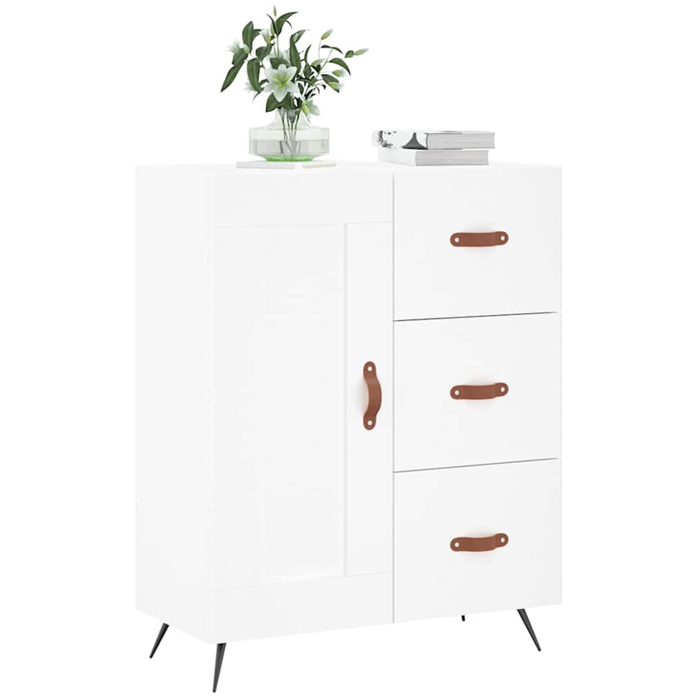 vidaXL Single Door 3 Drawer White Sideboard Image 3