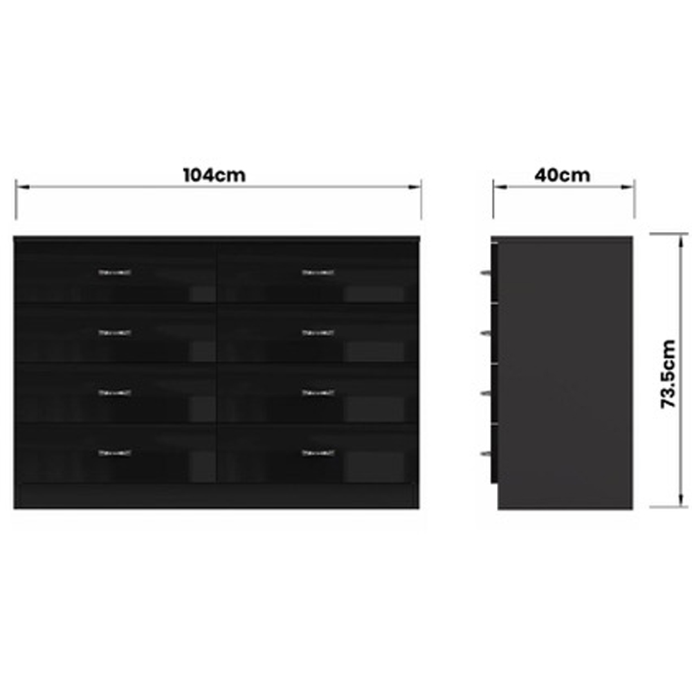 FWStyle Chilton 8 Drawer Black Gloss Chest of Drawers Image 7
