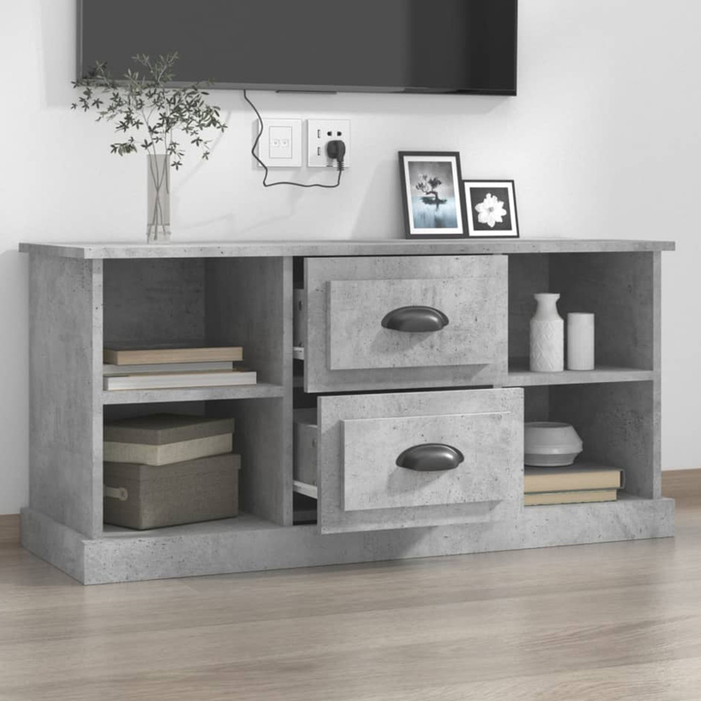 vidaXL 2 Drawer 4 Shelf Concrete Grey TV Cabinet Image 1