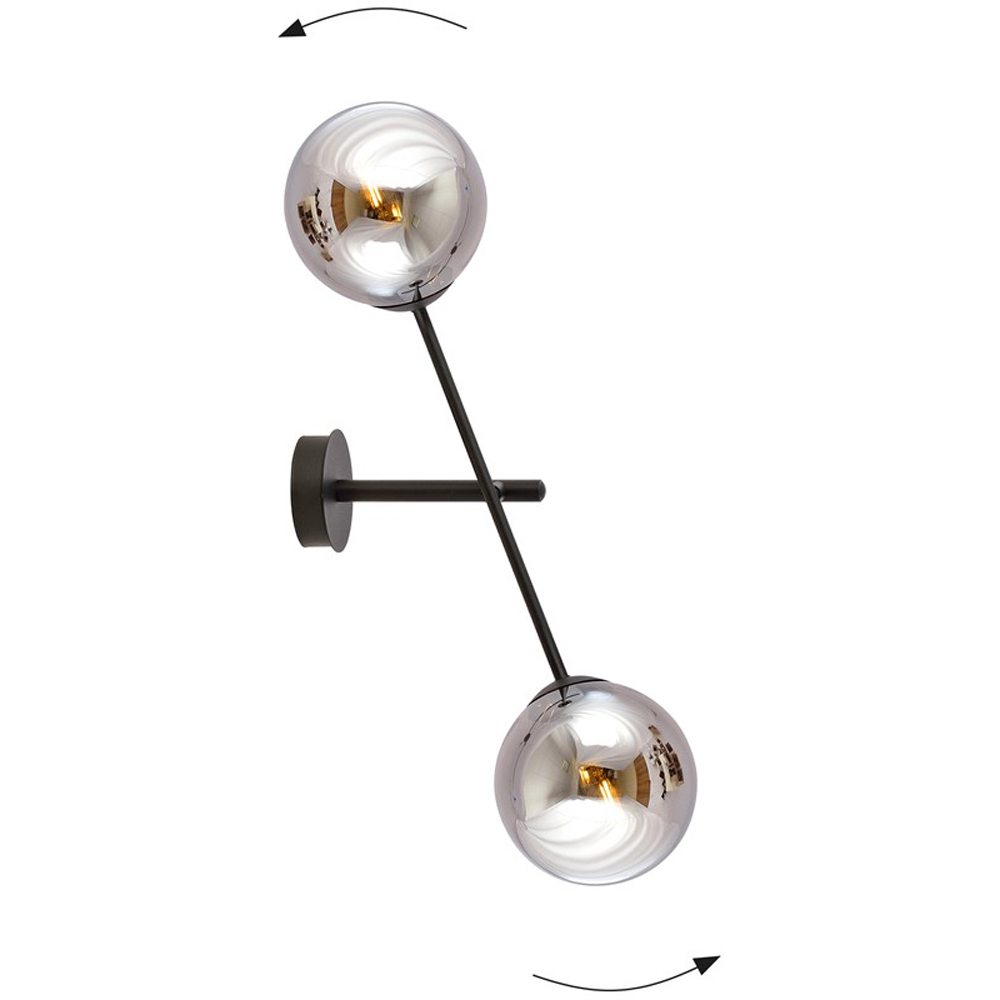 Emibig Linear 2 Light Graphite Shade Black Wall Lamp Image 6