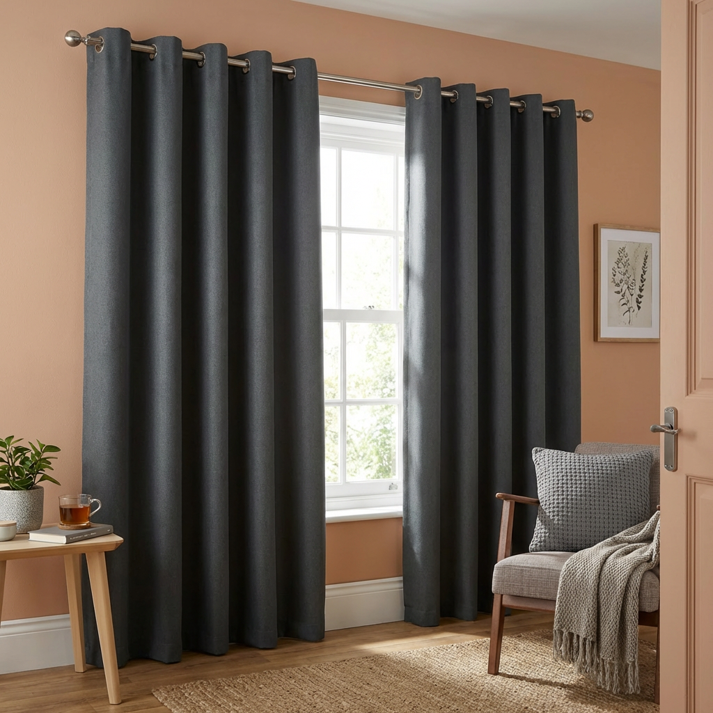 Linden Washable Blackout CurtainCharcoal229cm Image 2