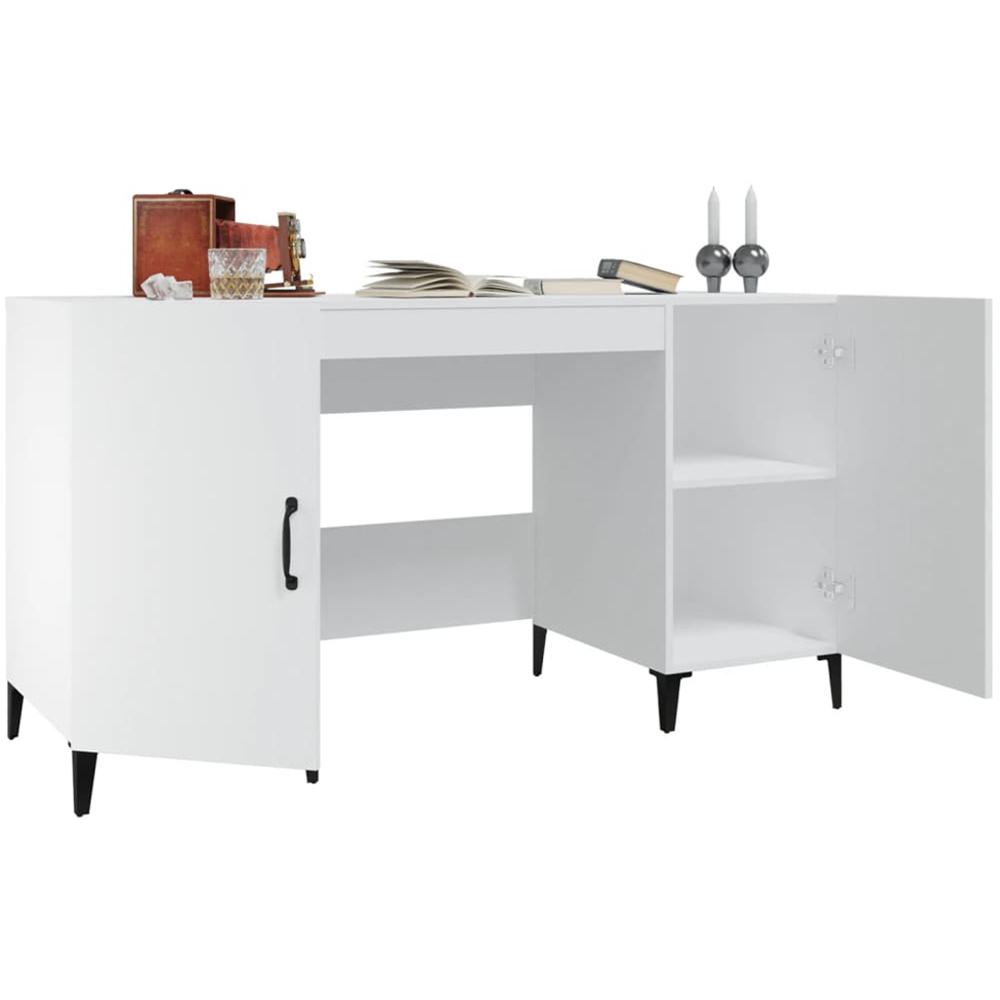 vidaXL 2 Door Computer Desk White Image 4