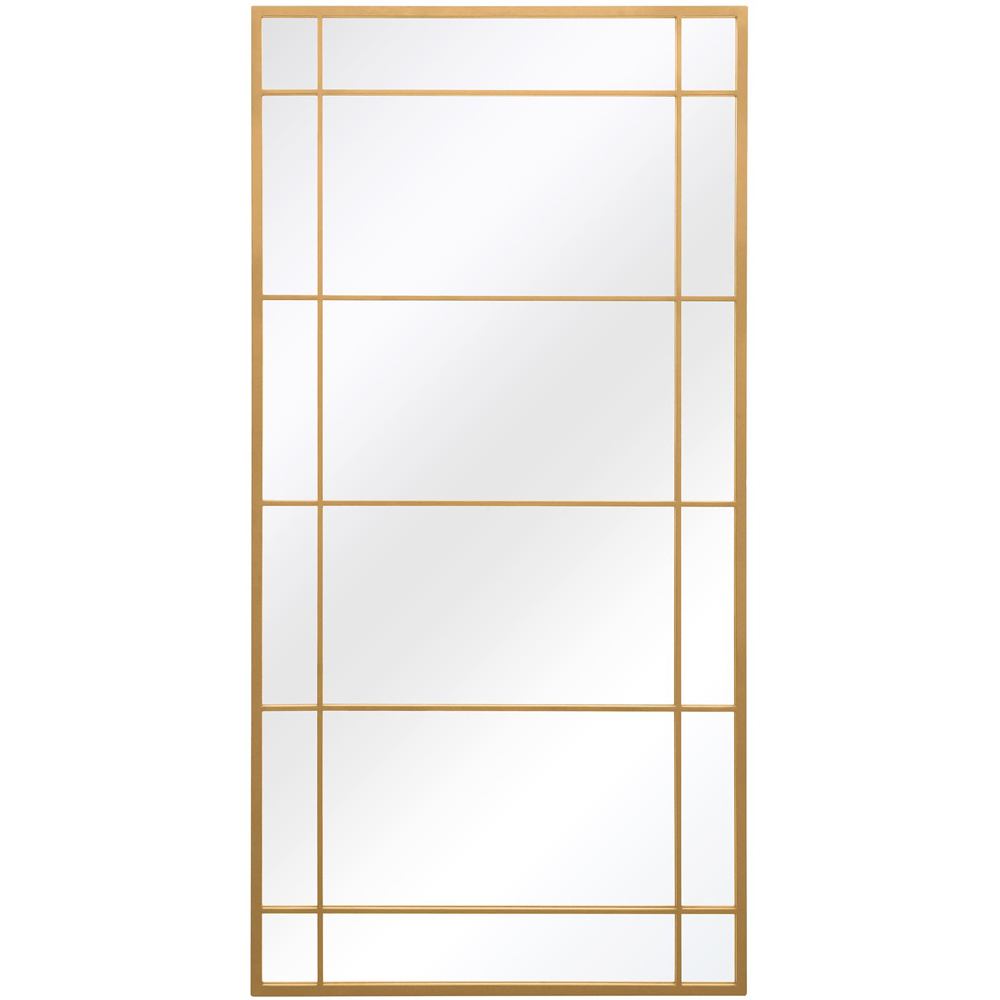 MirrorOutlet The Tabula Gold Metal Framed Window Wall Mirror 180 x 90cm Image 1