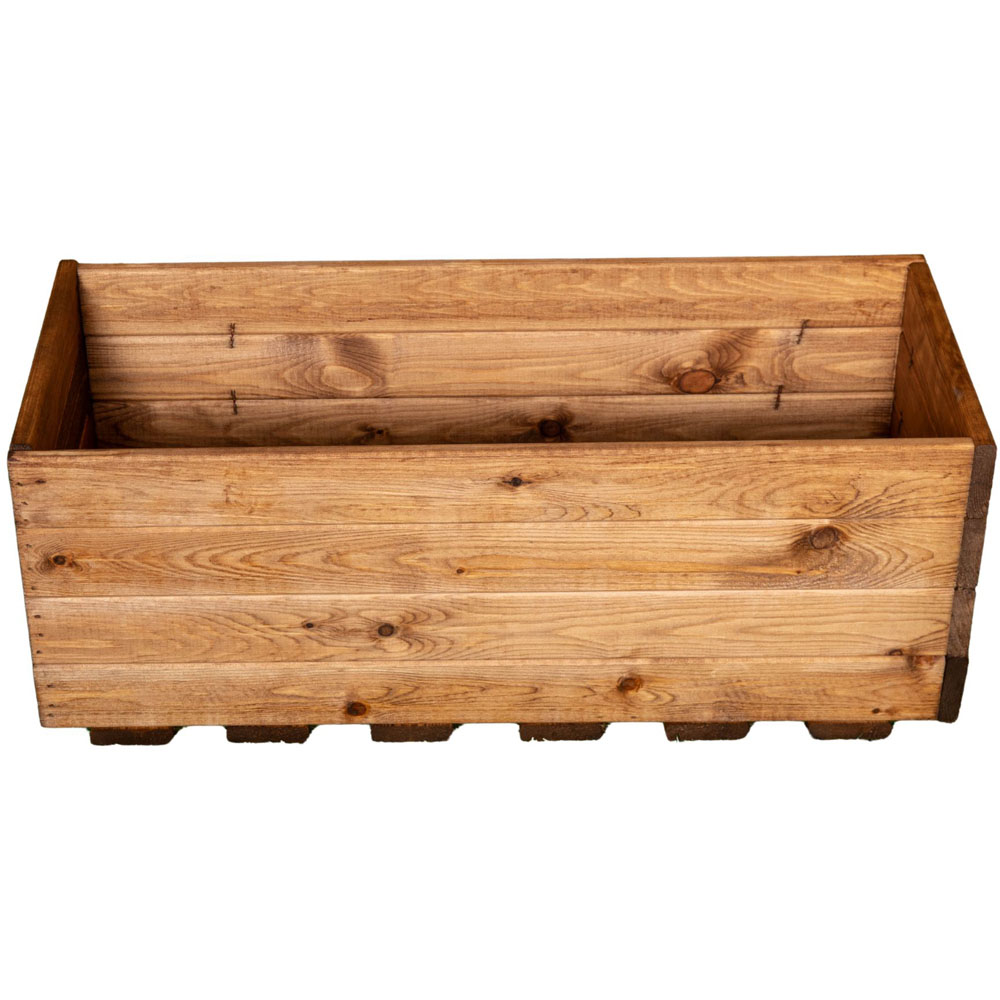 Samuel Alexander Rustic Wooden Garden Trough Bed Planter 78 x 32cm Image 1
