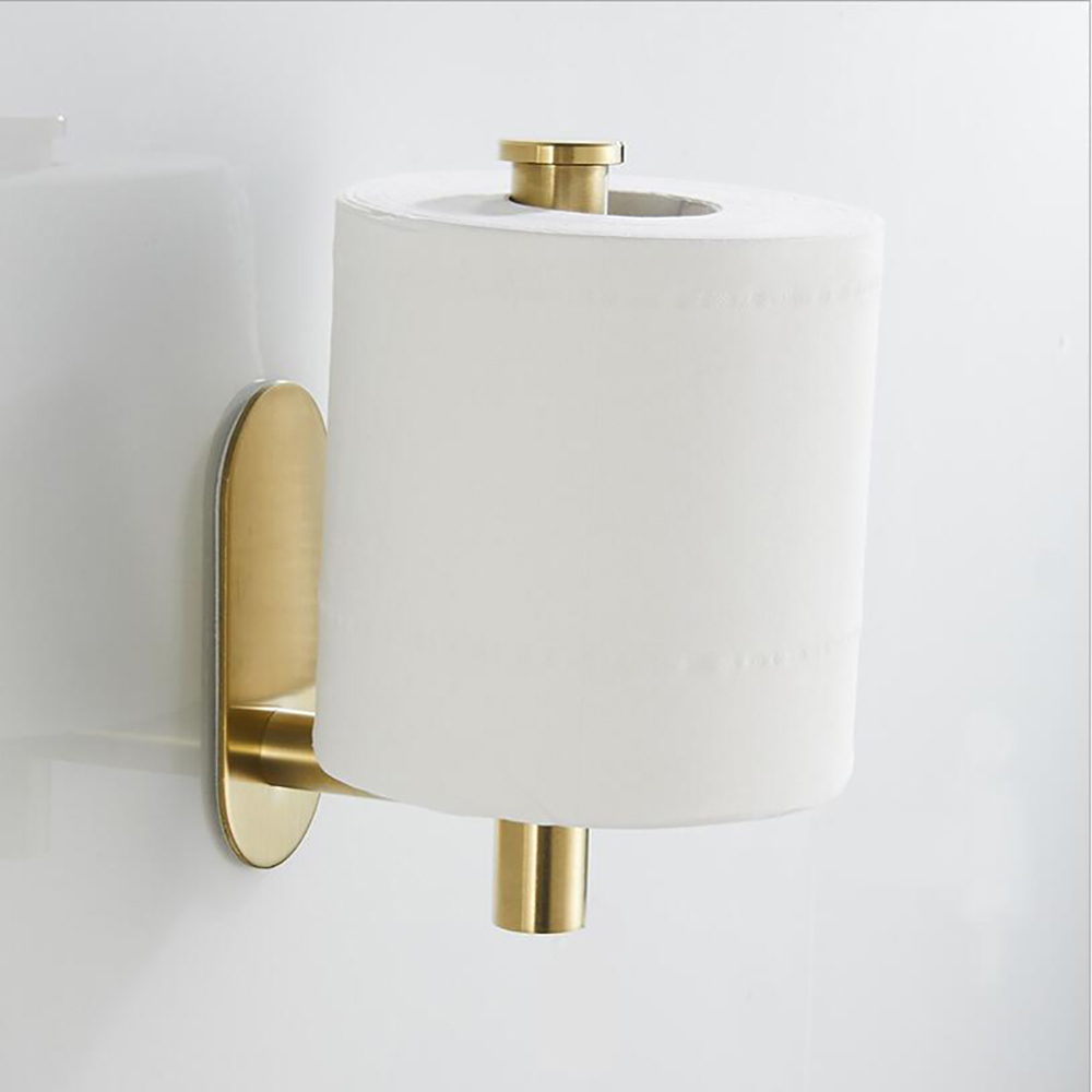 Living and Home Gold Wall Mounted Stainless Steel Toilet Paper Roll Holder Image 3