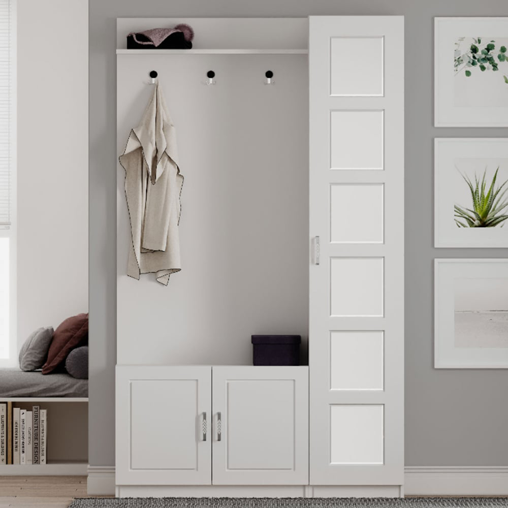 Evu VISTA 1 Door 2 Drawers White Hallway Unit Image 2