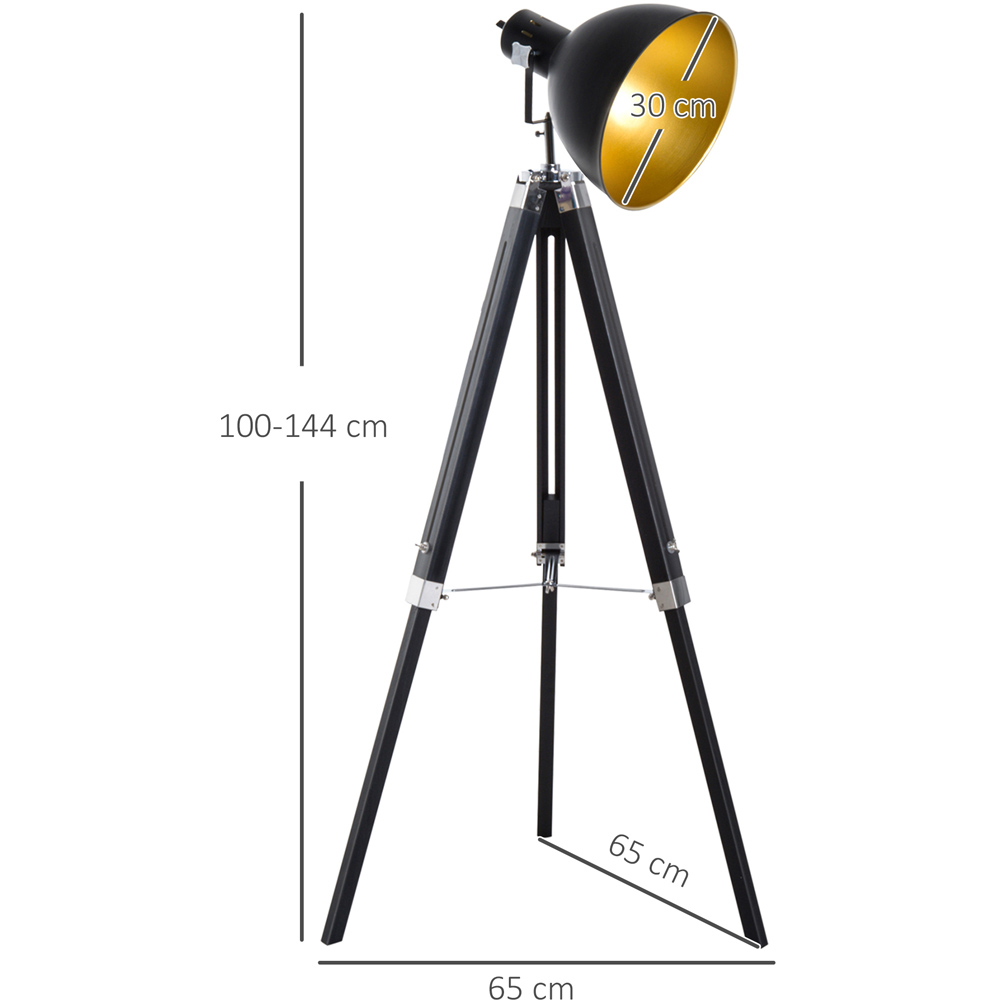 Portland Black and Gold Tripod Studio Floor Lamp Image 7