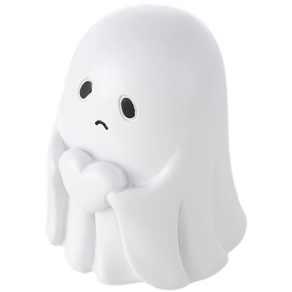 Living and Home White Ghost Holding Heart Halloween Figurine Ornament Image 1
