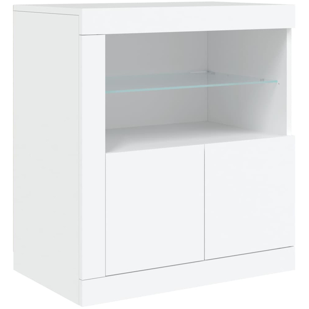 vidaXL 4 Door 8 Shelf White LED Sideboard 3 Piece Image 9
