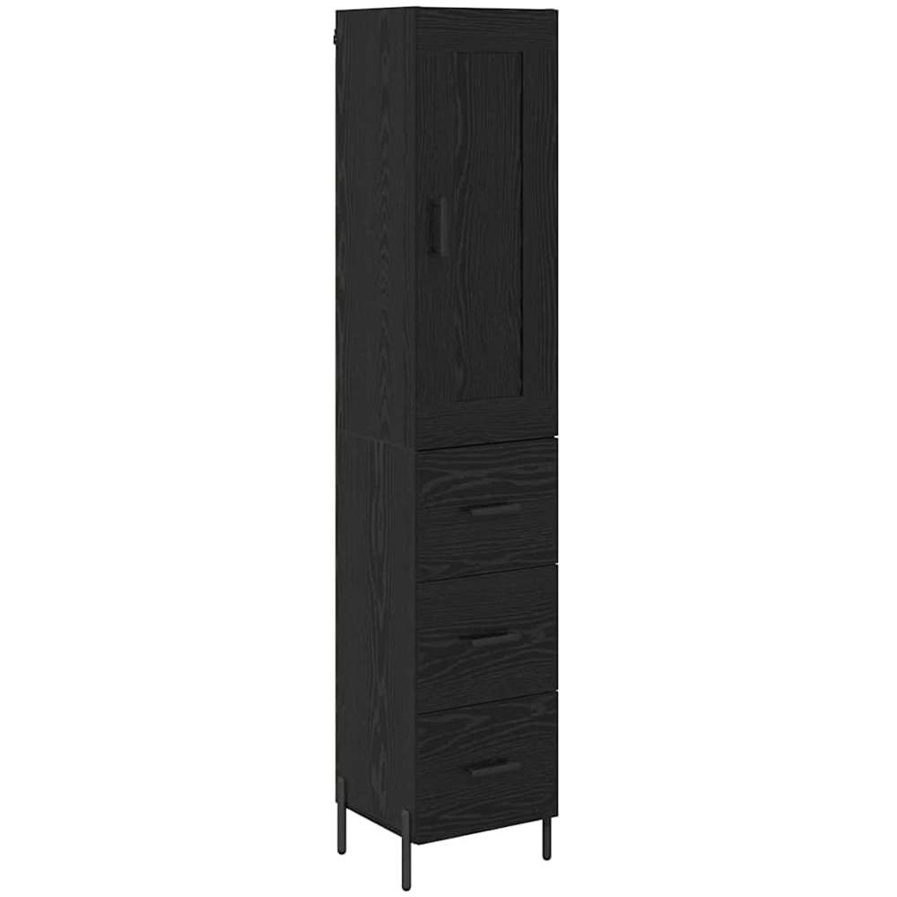 vidaXL Single Door 3 Drawer Black Oak Sideboard Image 2
