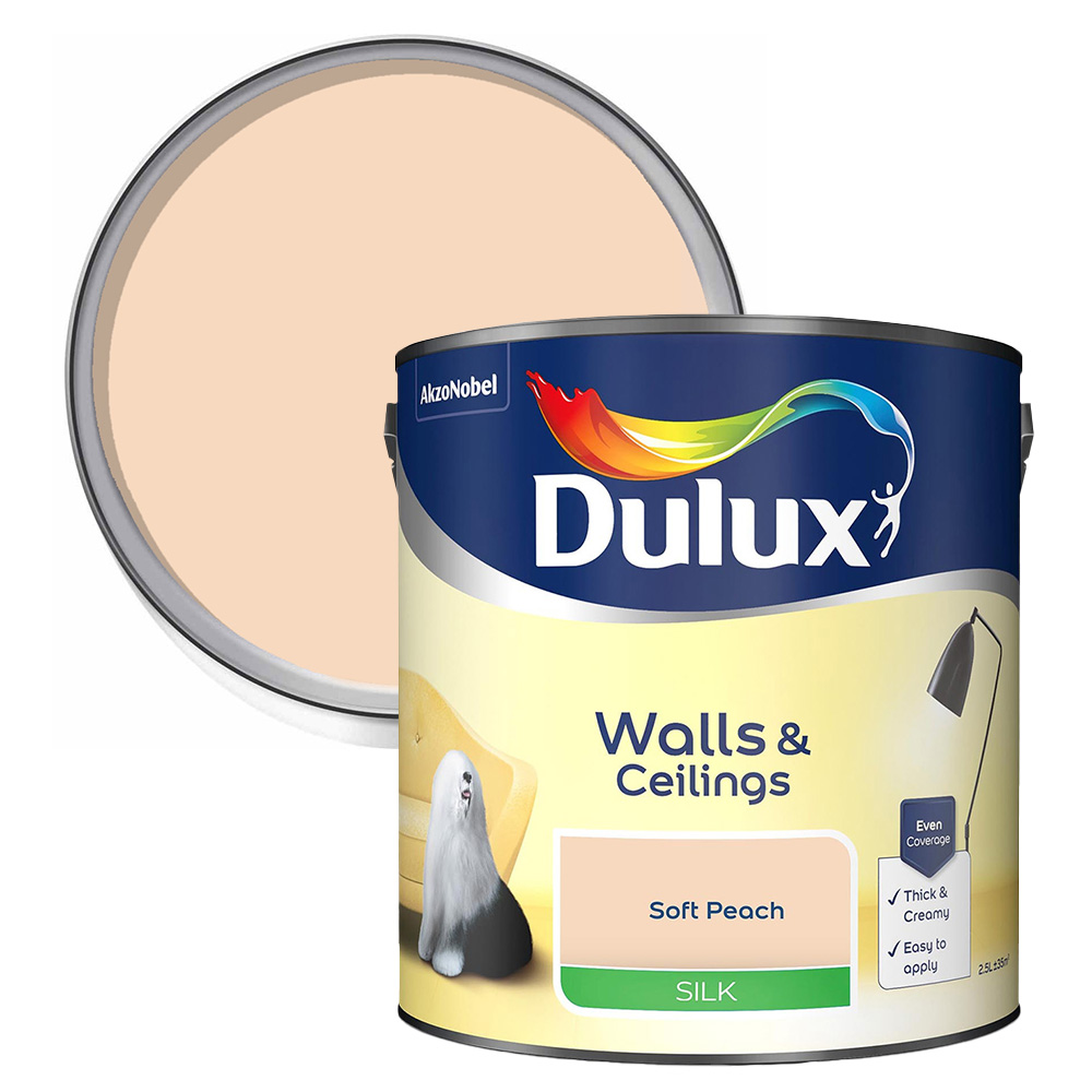 Dulux Walls & Ceilings Soft Peach Silk Emulsion Paint 2.5L Image 1