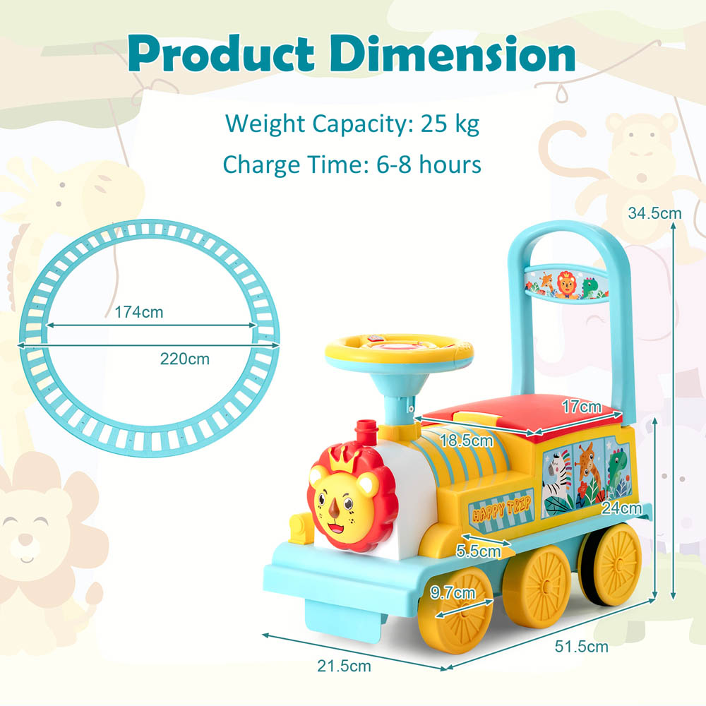 Costway Kids Blue Electric Ride On Train Toy with Curved Tracks 6V Image 7