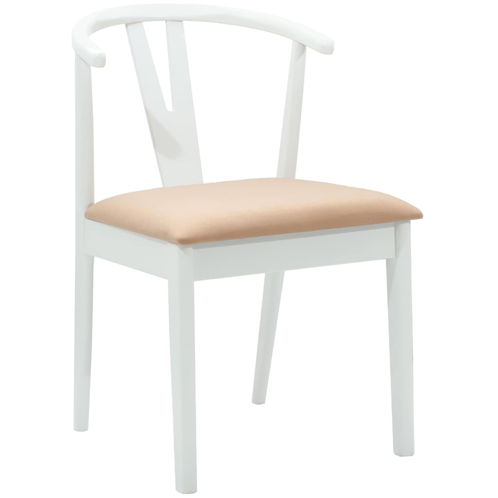 vidaXL Set of 2 White and Brown Rubberwood Dining Chairs Image 2