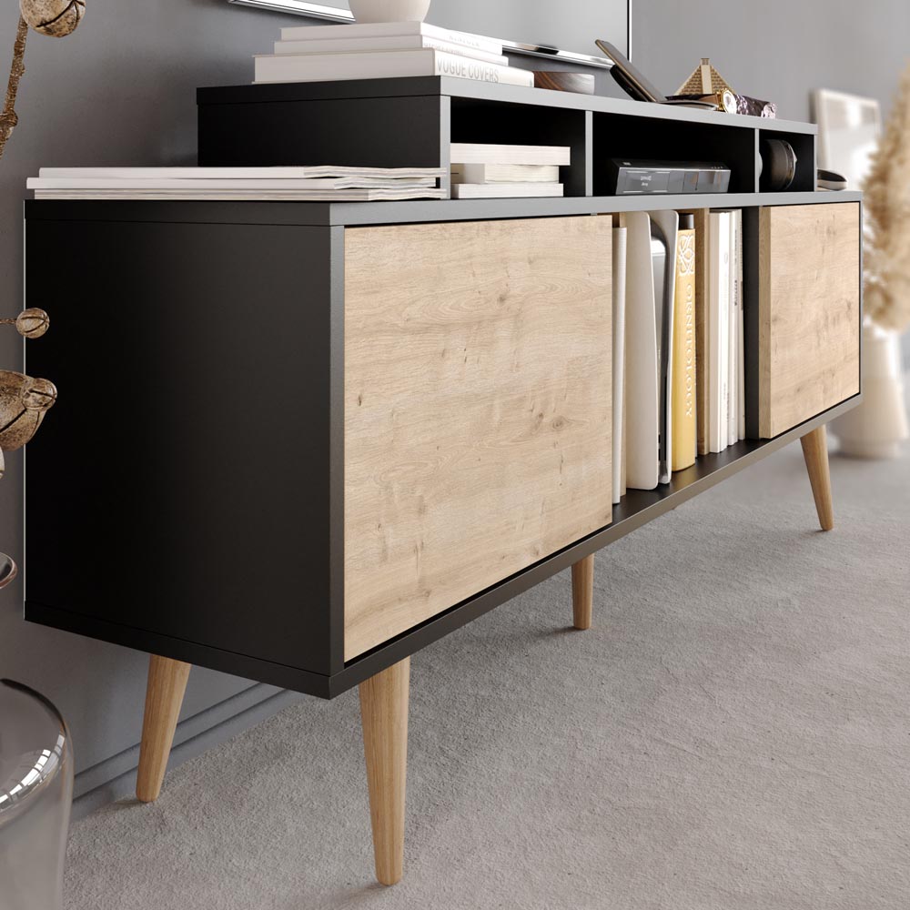 Decorotika Char Black and Oak TV Unit Image 4