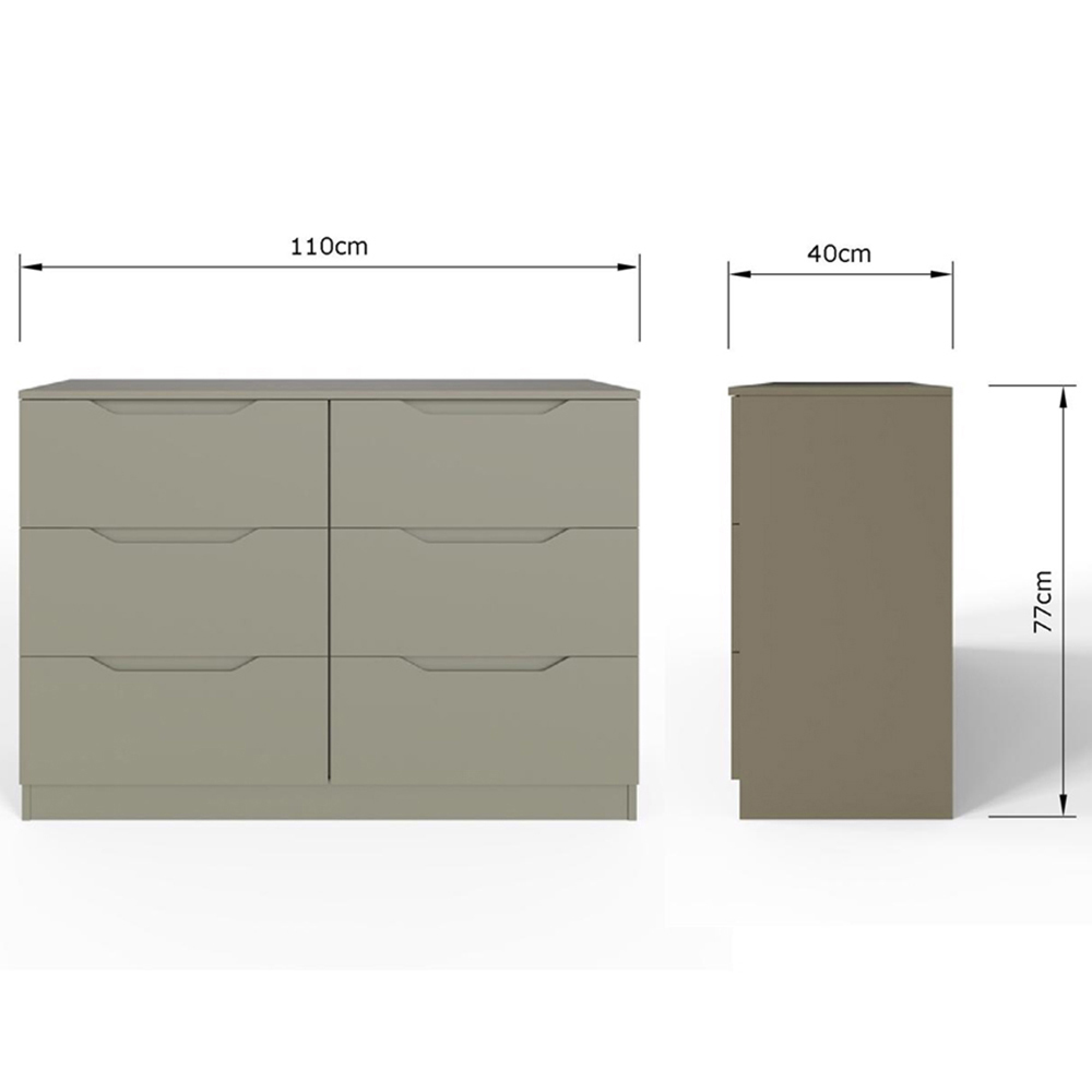 FWStyle Luno 6 Drawer Green Modern Wide Chest of Drawers Image 7