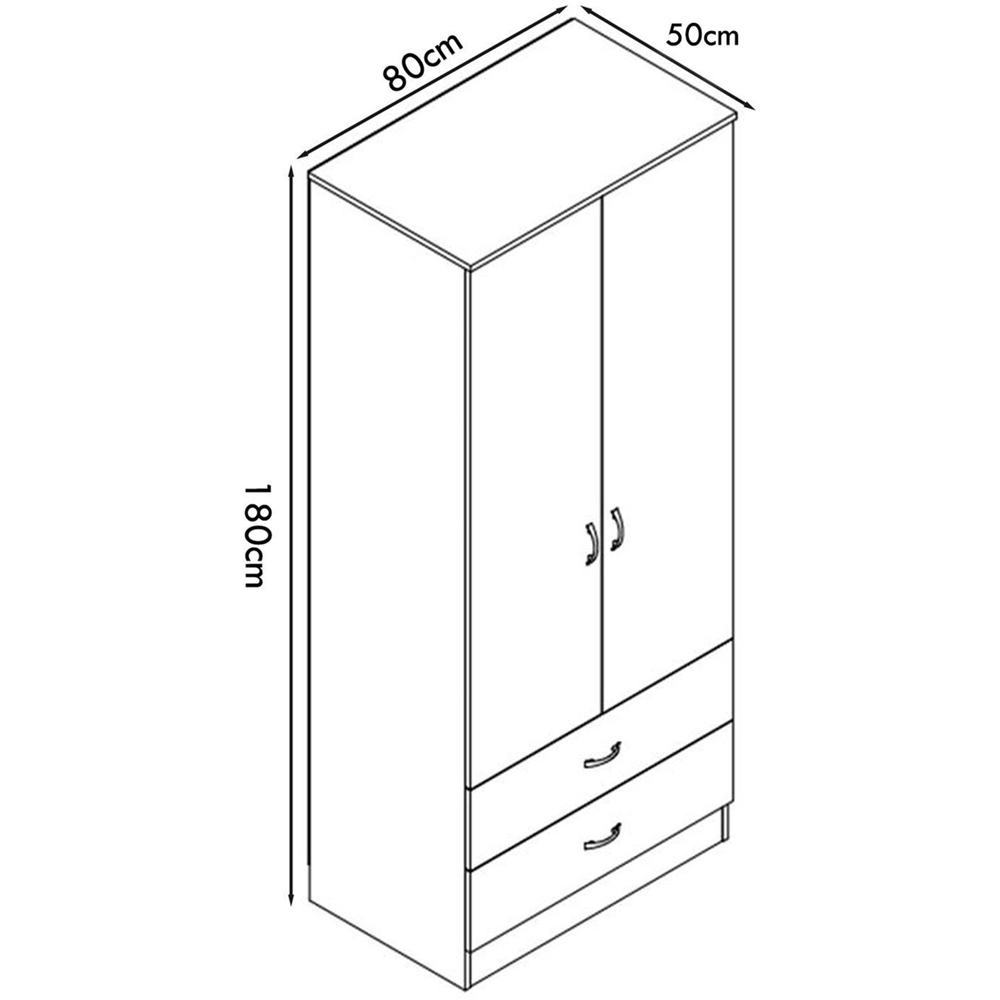 FWStyle Chilton 2 Door 2 Drawer Grey Gloss Wardrobe Image 7