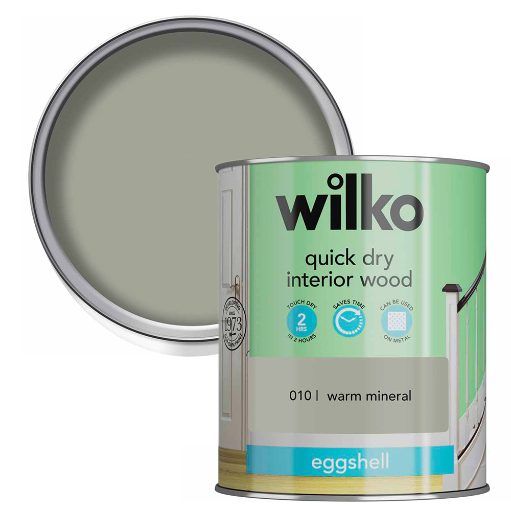 Wilko Quick Dry Interior Wood Warm Mineral Eggshell Paint 750ml Image 1