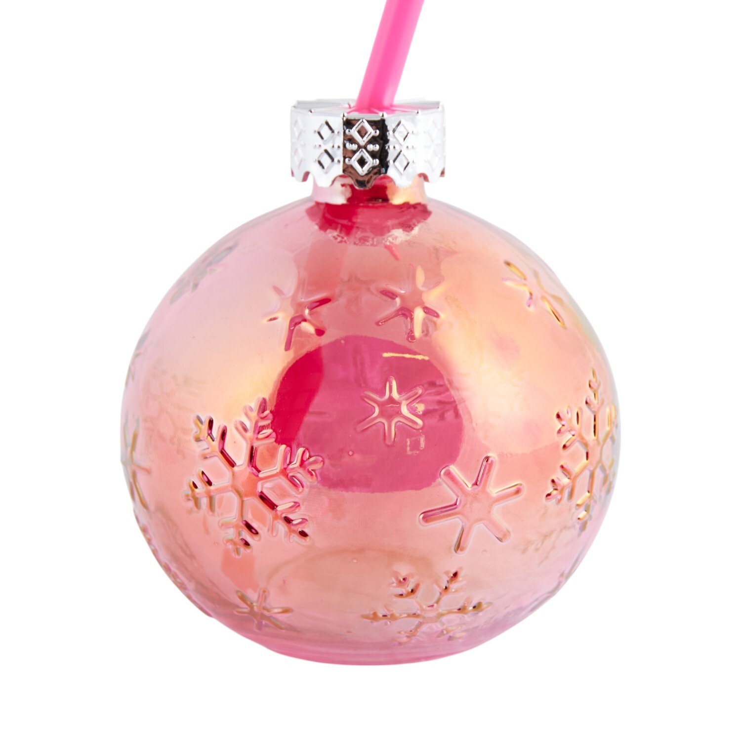 Xmas Bauble Glass Jar with Straw 400ml Image 3