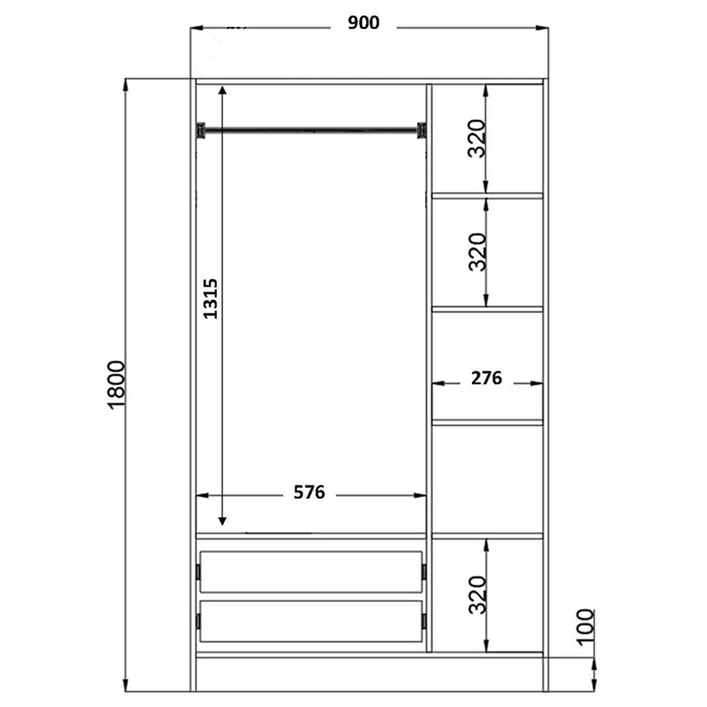 Evu Bergen 3 Door 2 Drawer White Wardrobe Image 5