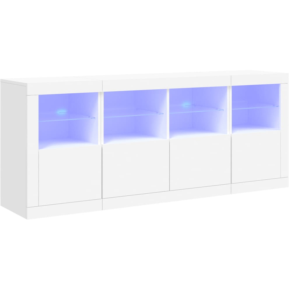 vidaXL 4 Door 8 Shelf White LED Sideboard Image 2