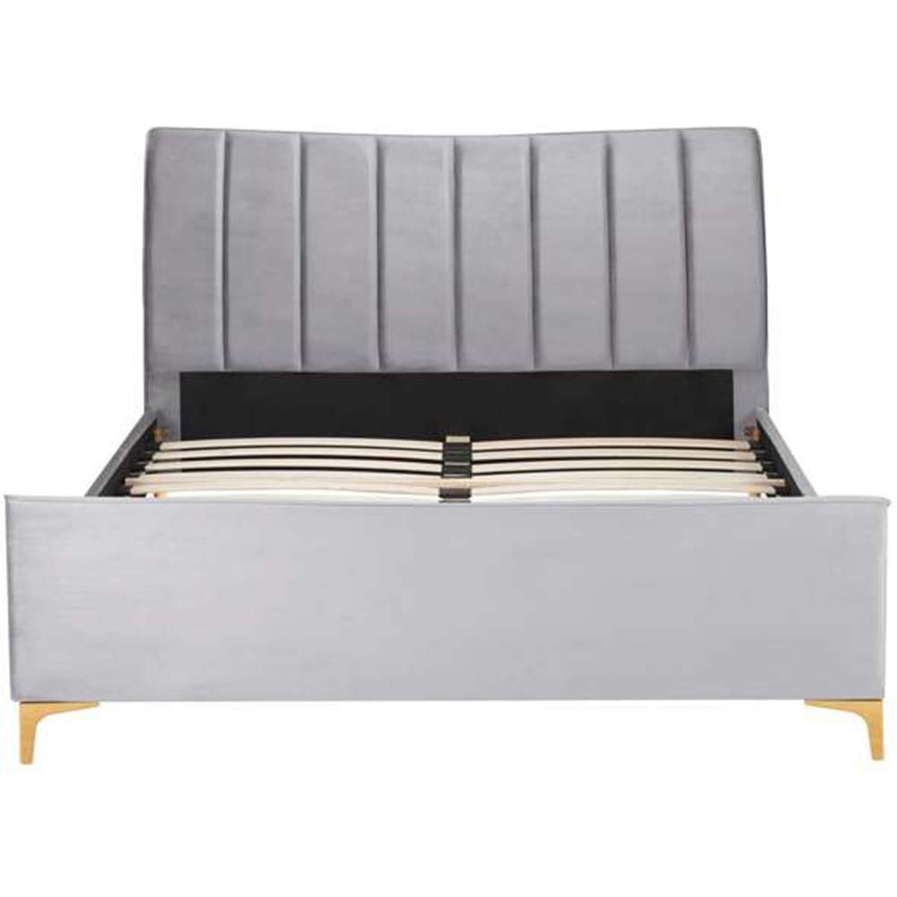 Clover Small Double Grey Velvet Bed Image 4