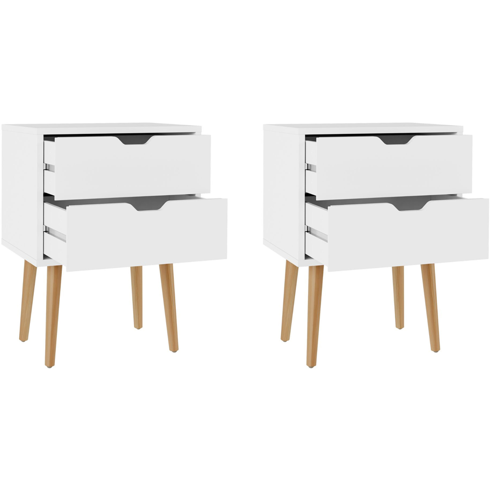 GFW Nyborg 2 Drawer White Bedside Table Set of 2 Image 4