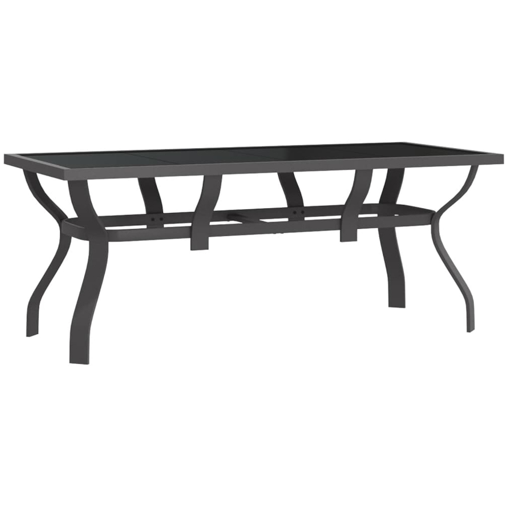 vidaXL 6 Seater Metal Rectangular Garden Dining Table Grey and Black Image 2