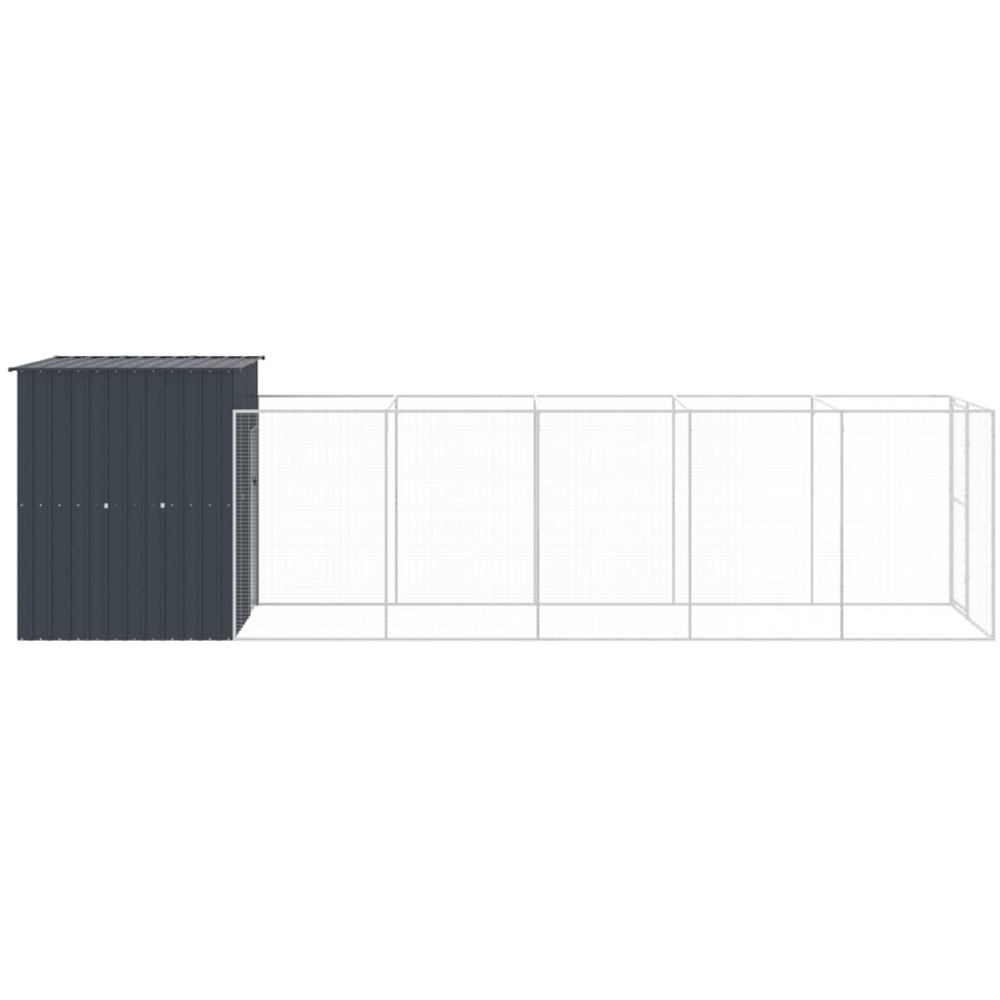 vidaXL Anthracite Galvanised Steel Dog House with Run 165 x 659 x 181cm Image 3