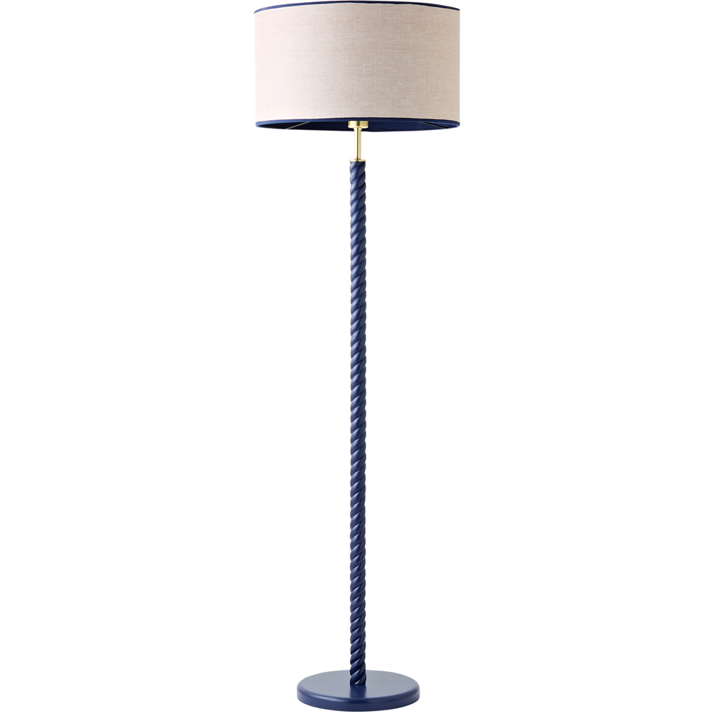 ValueLights Amara Linen Inner Shade Navy Twist Floor Lamp with Bulb Image 1