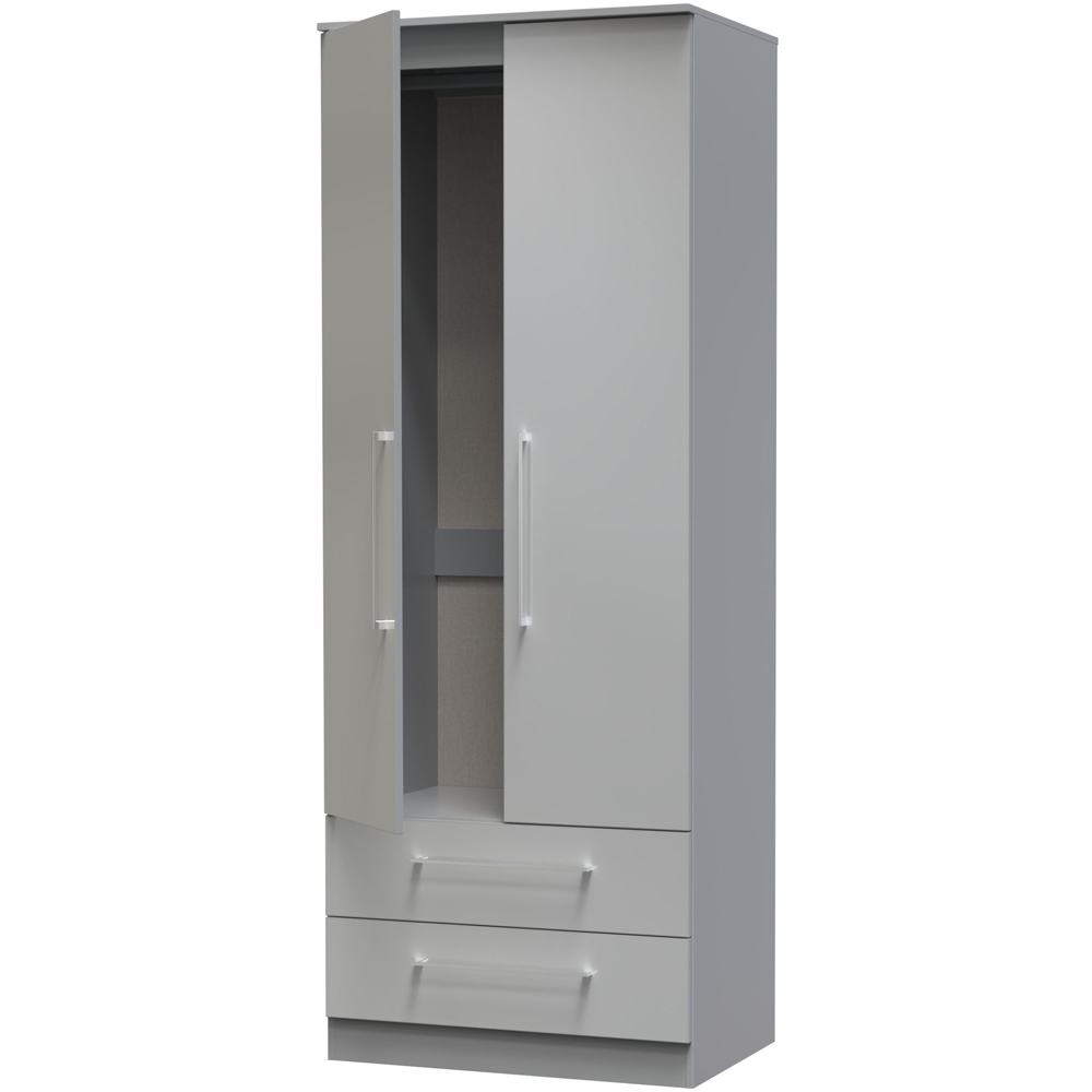 Crowndale Worcester 2 Door 2 Drawer Uniform Grey and Dusk Grey Wardrobe Ready Assembled Image 4