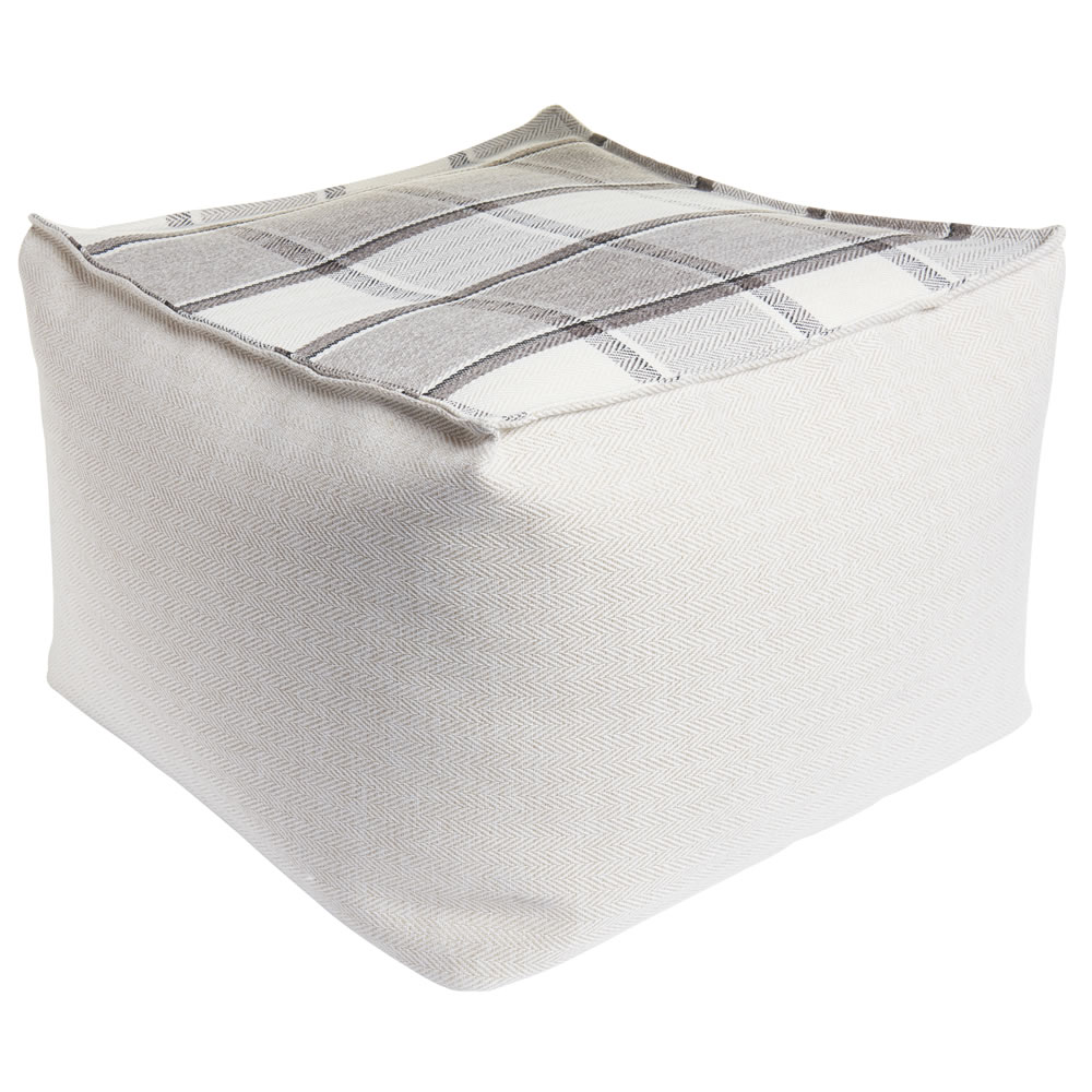 Wilko Faux Linen Footstool Natural Check Image
