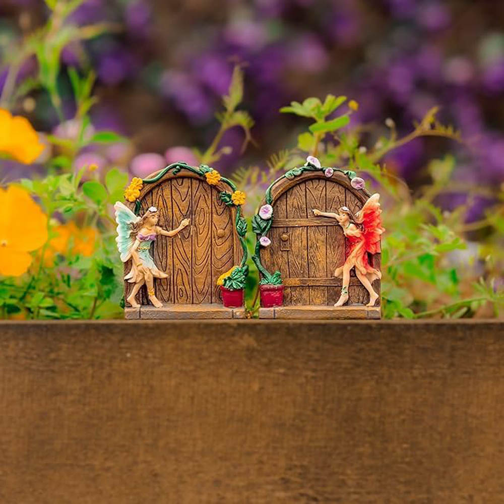 Marco Paul Wall Mounted Fairy Doors Garden Ornament 2 Pack Image 7