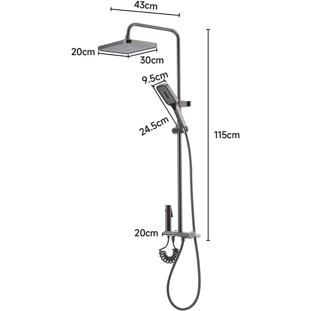 H&O Direct Shower System with Rainfall Shower Head and Spray Gun Image 5
