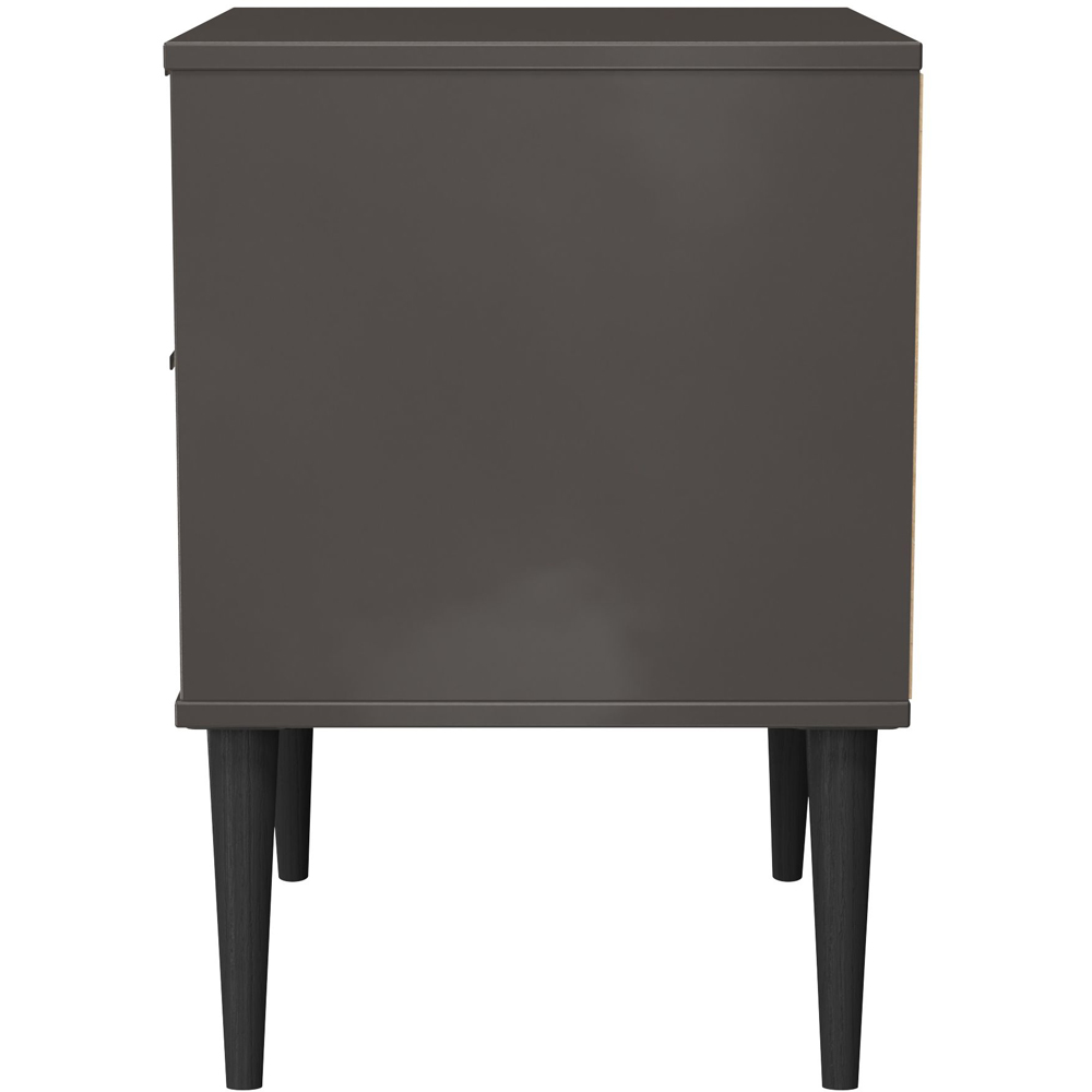 Crowndale Hong Kong 2 Drawer Slatt Effect and Graphite Compact Bedside Cabinet Ready Assembled Image 3