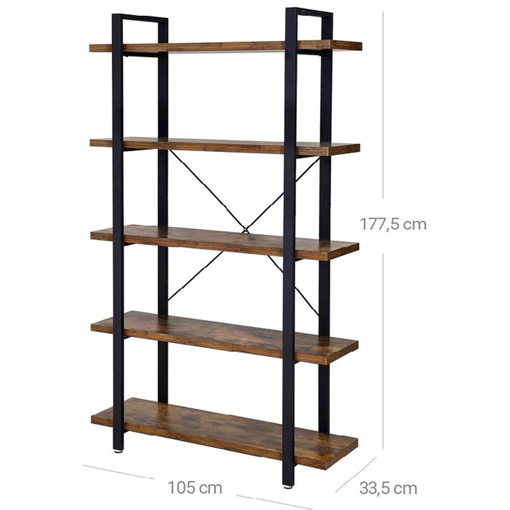 Modcraft 5 Shelf Rustic Brown Ladder Bookcase Image 9
