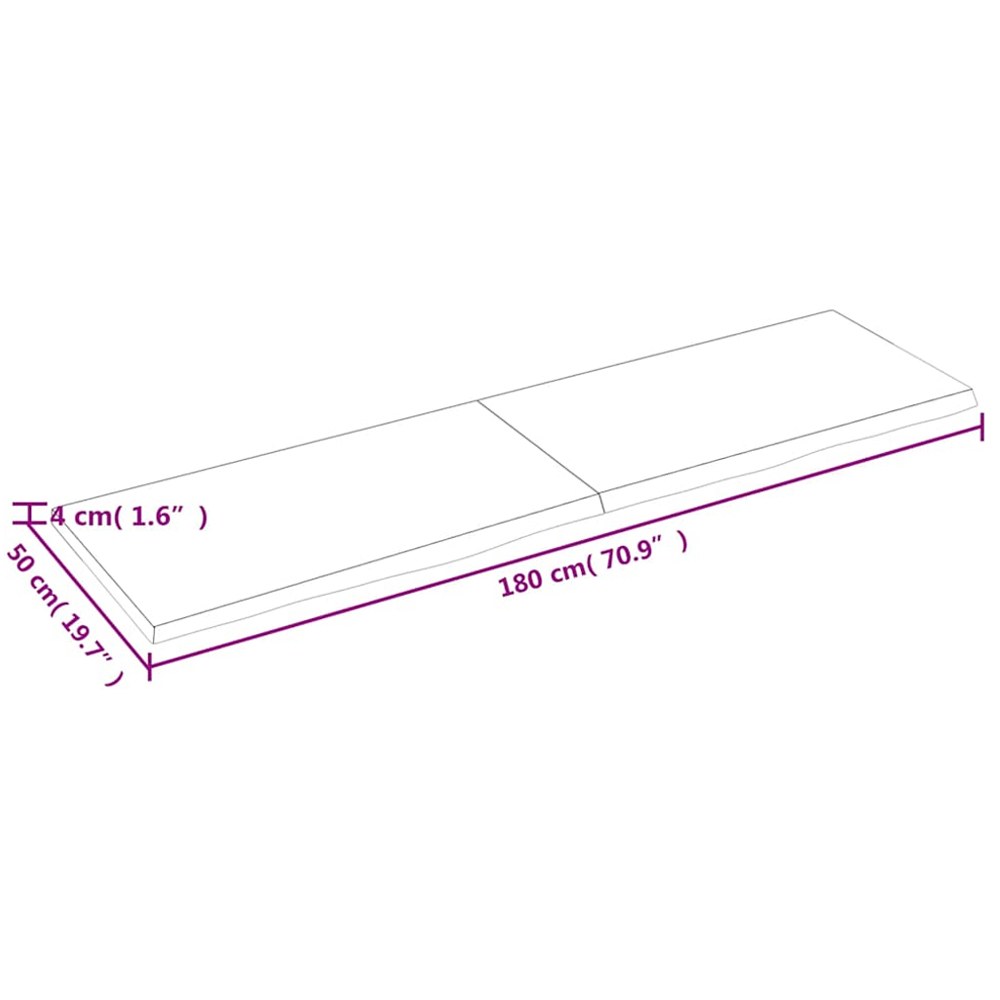 vidaXL 180 x 50 x 4cm Light Brown Treated Solid Wood Oak Wall Shelf Image 8