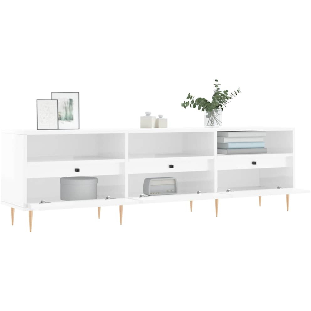 vidaXL 3 Door 3 Shelf High Gloss White TV Cabinet Image 4