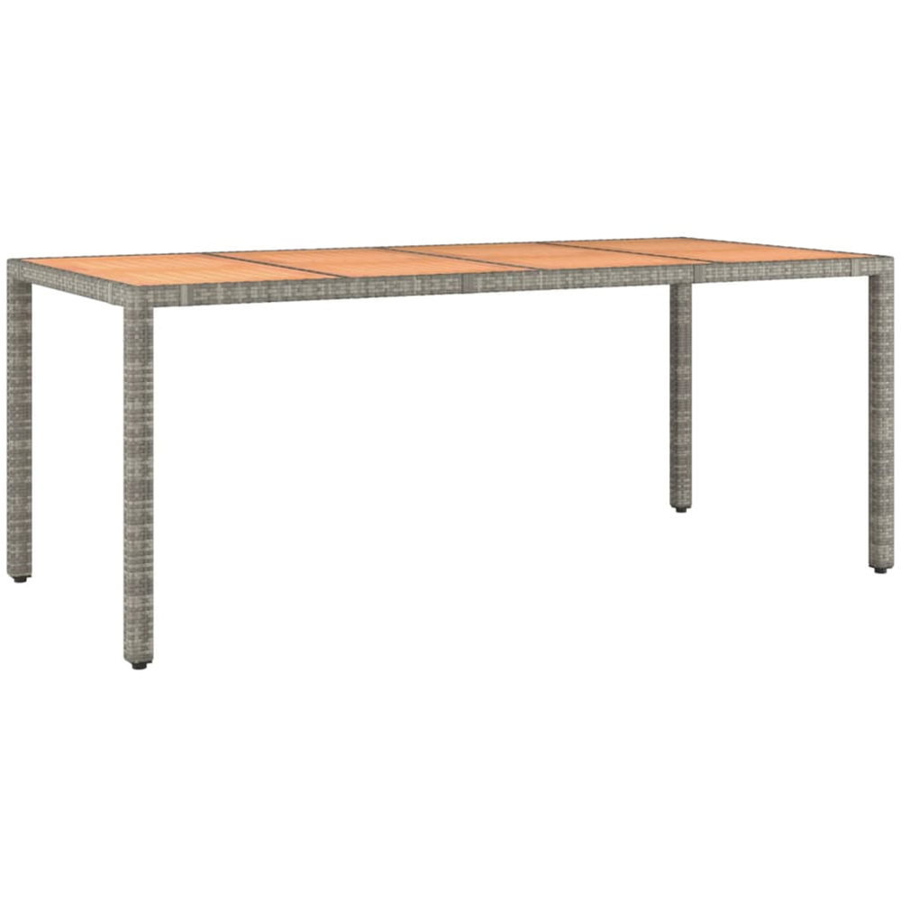 vidaXL 6 Seater Grey Polyrattan and Solid Wood Acacia Tabletop Garden Table Image 2