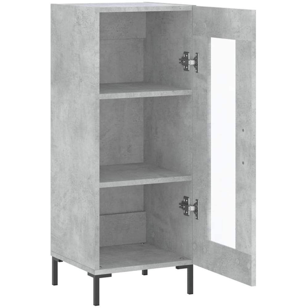 vidaXL Single Door 3 Shelf Concrete Grey Sideboard Image 6