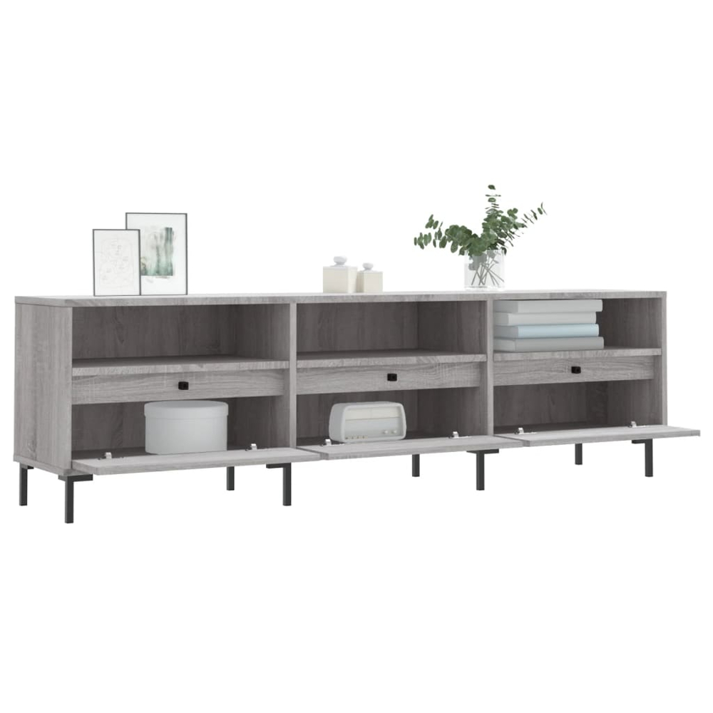 vidaXL 3 Drawer 3 Shelf Grey Sonoma TV Cabinet Image 4
