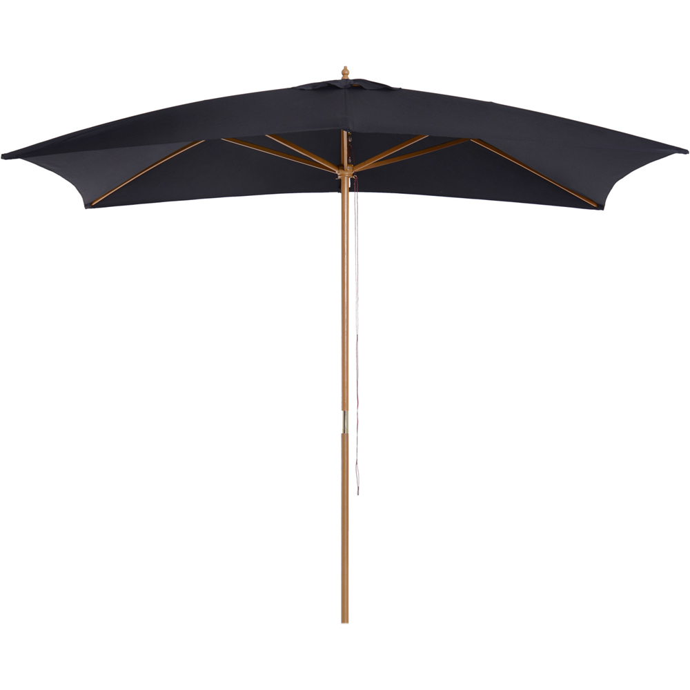 Outsunny Black Wooden Parasol 3 x 2m Image 1