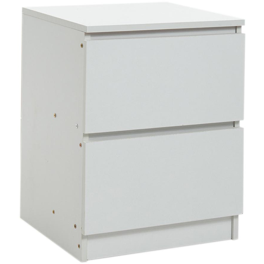 Living and Home 2 Drawer Warm White Bedside Table Image 3