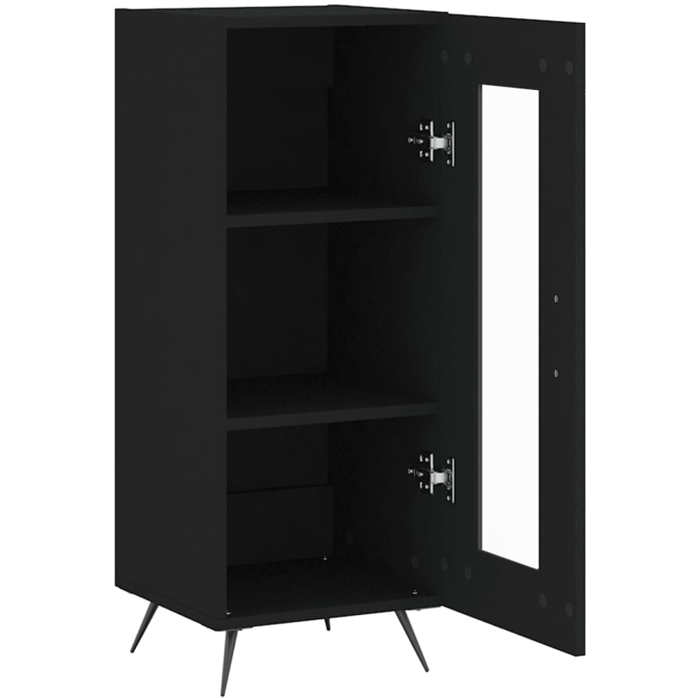 vidaXL Single Glass Door 3 Shelf Black Wooden Sideboard Image 6