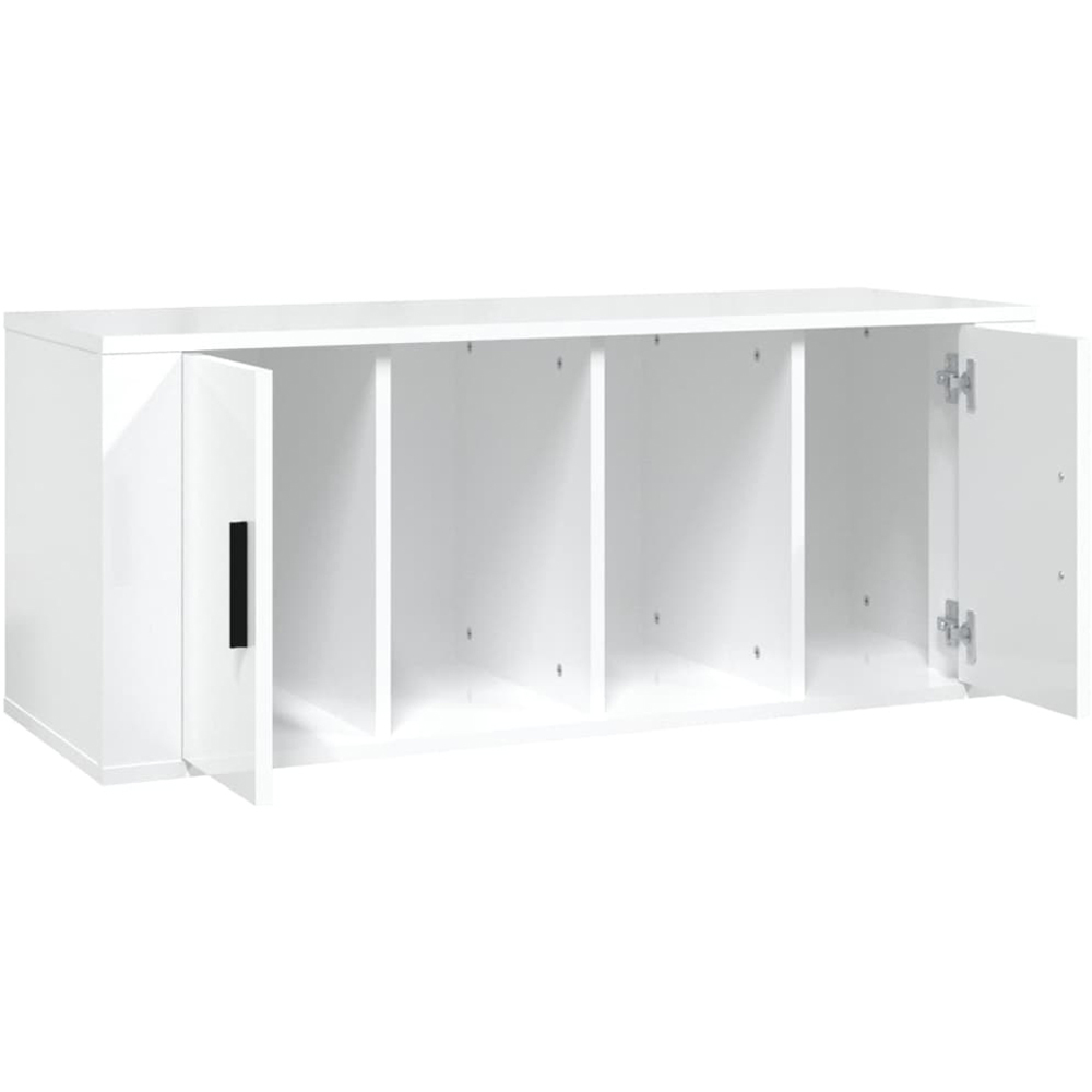 vidaXL 2 Door 2 Shelf White TV Cabinet Image 6