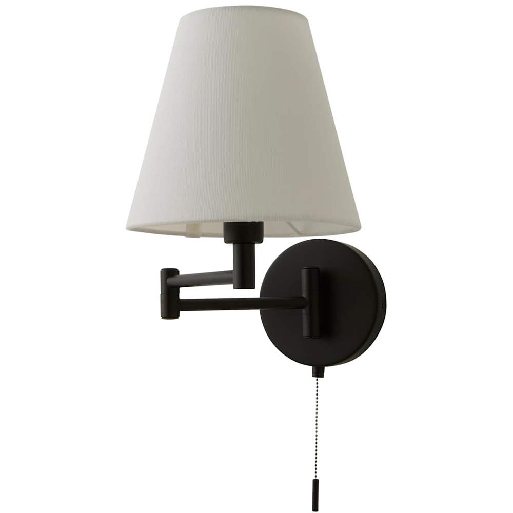 ValueLights Sonia Tapered Shade Matte Black Adjustable Swing Arm Wall Light with Bulb 2 Pack Image 1