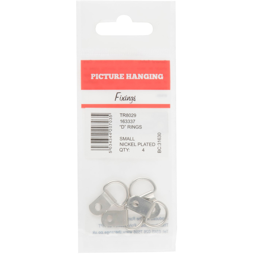 Hiatt Small Picture Hanging Nickel D Ring 4 Pack Image 1