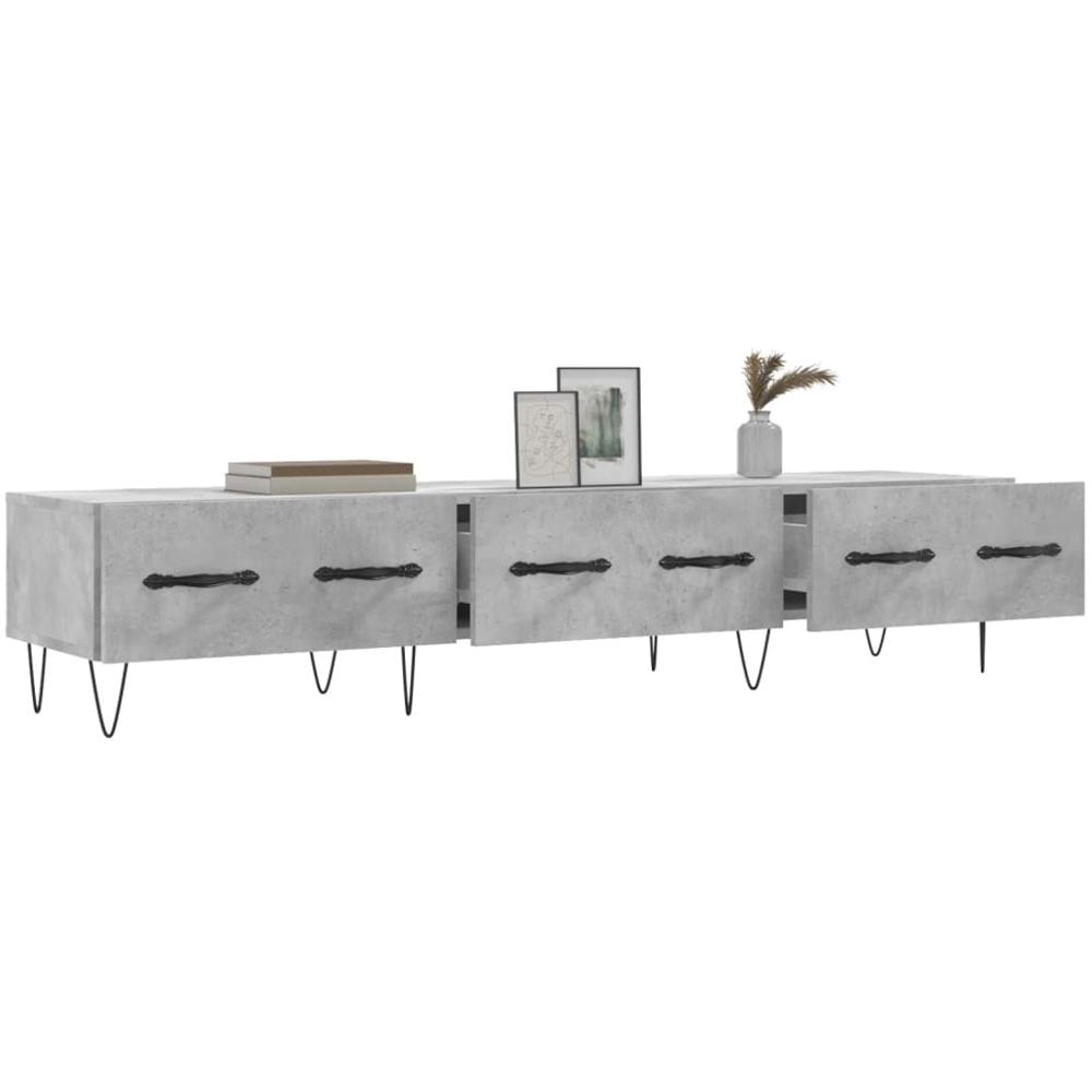 vidaXL 3 Drawer Concrete Grey Wide TV Cabinet Image 4