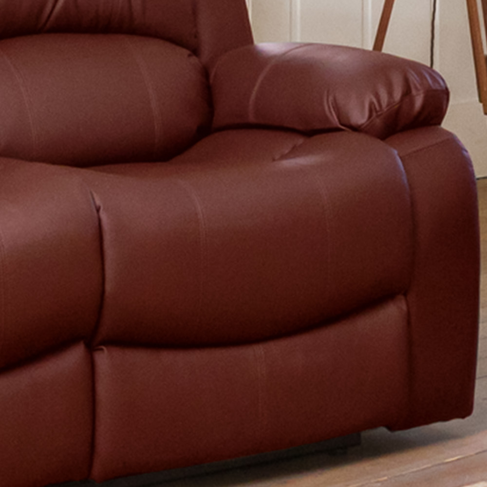 Glendale 2 Seater Burgundy Bonded Leather Manual Recliner Sofa Image 3