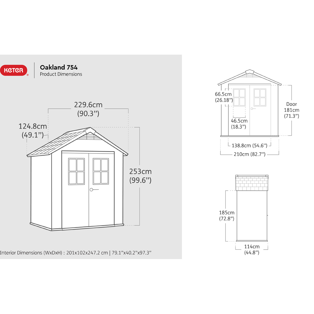 Keter Oakland 754 Double Door Grey Outdoor Storage Shed Image 9